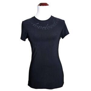 Norma Kamali Black "Love" Graphic Slim Fit T-Shirt Crew Neck Top Medium